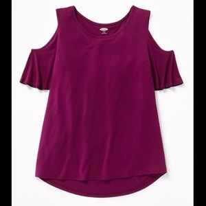 Maroon Cold Shoulder Top